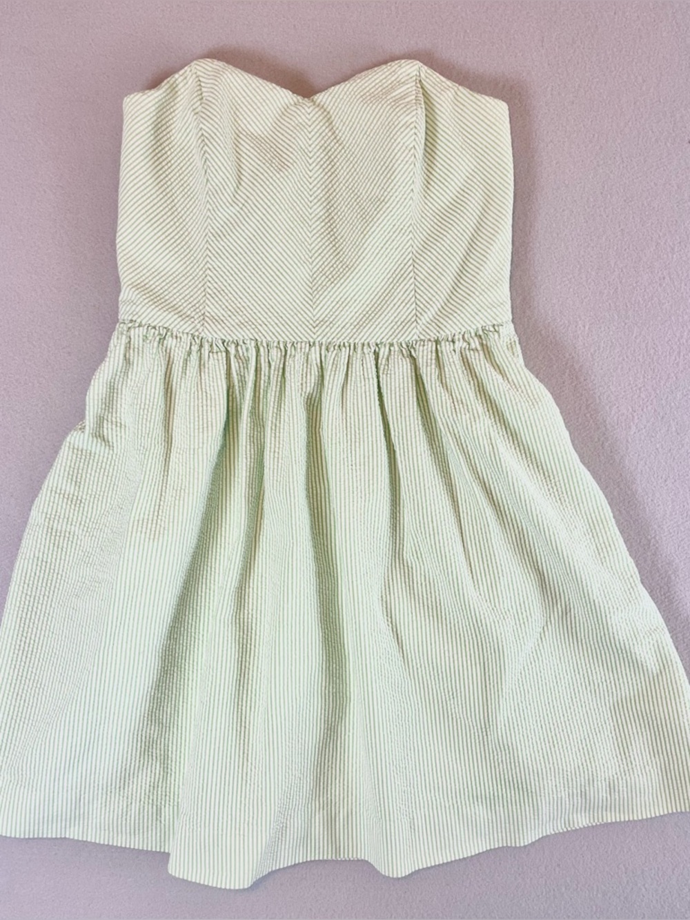 Lilly Pulitzer Dress Size 6 Seersucker Green White Strapless Preppy Cottagecore